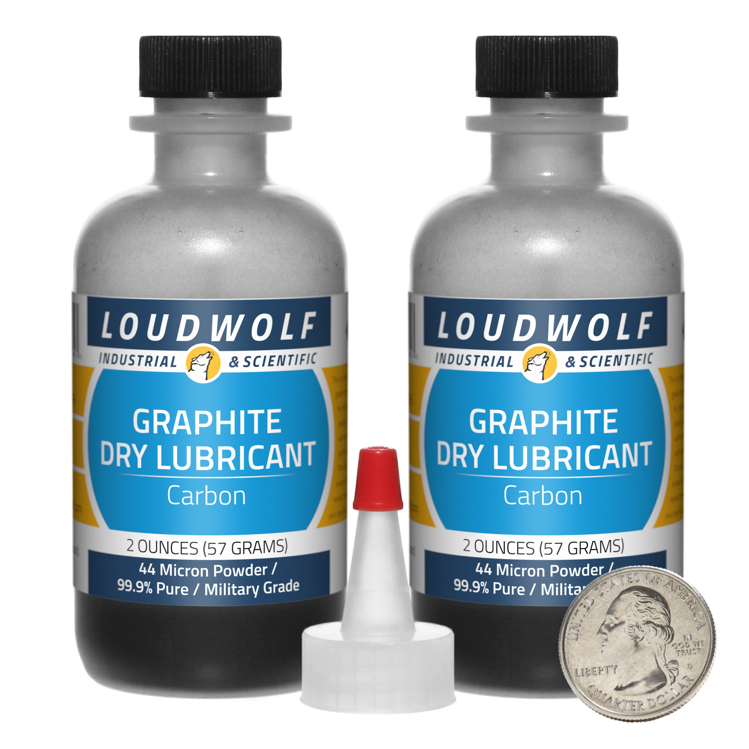 Graphite / 4 Ounces / 2 Bottles / 99.9% Pure Military Grade / 44 Micron Powder