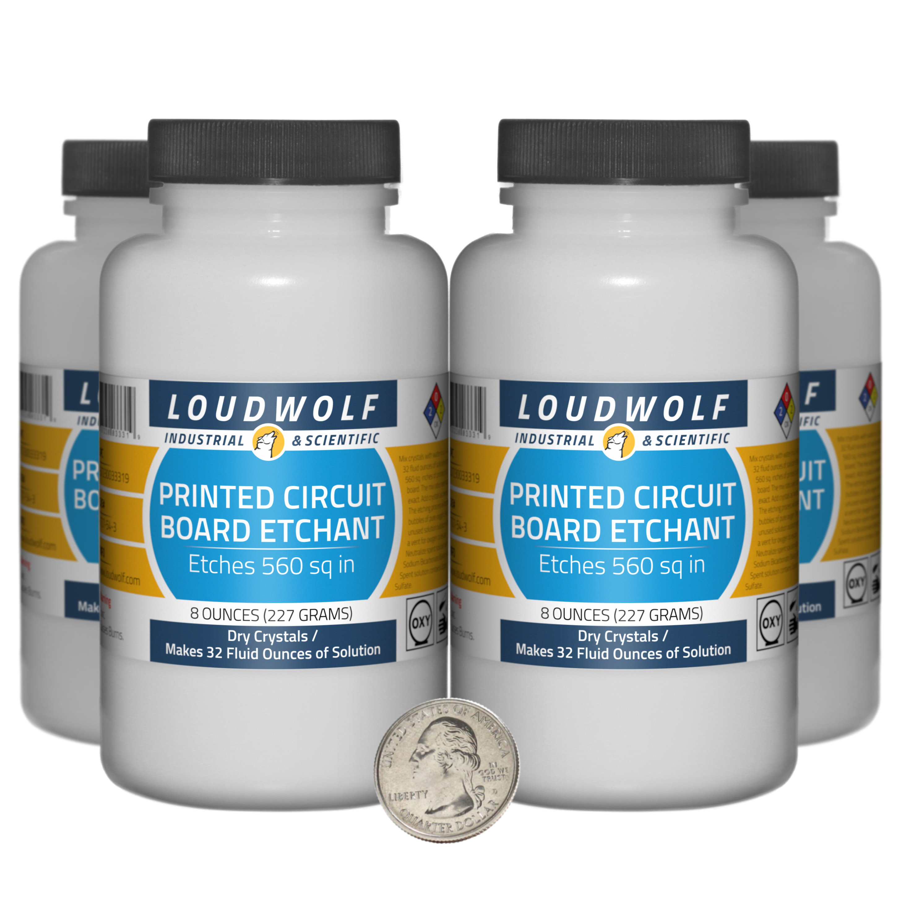 PCB Etchant / 2 Pounds / 4 Bottles / 99% Pure ACS Reagent Grade / Dry Crystals