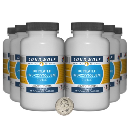 Butylated Hydroxytoluene - 2.3 Pounds in 6 Bottles