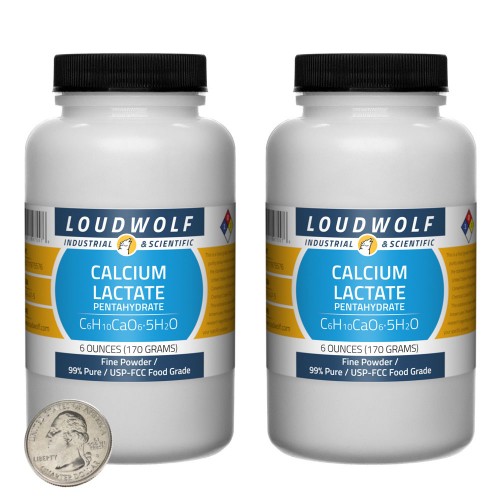 Calcium Lactate Pentahydrate - 12 Ounces in 2 Bottles