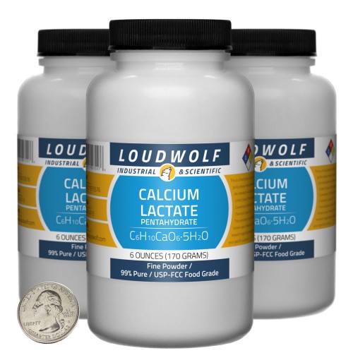 Calcium Lactate Pentahydrate - 1.1 Pounds in 3 Bottles