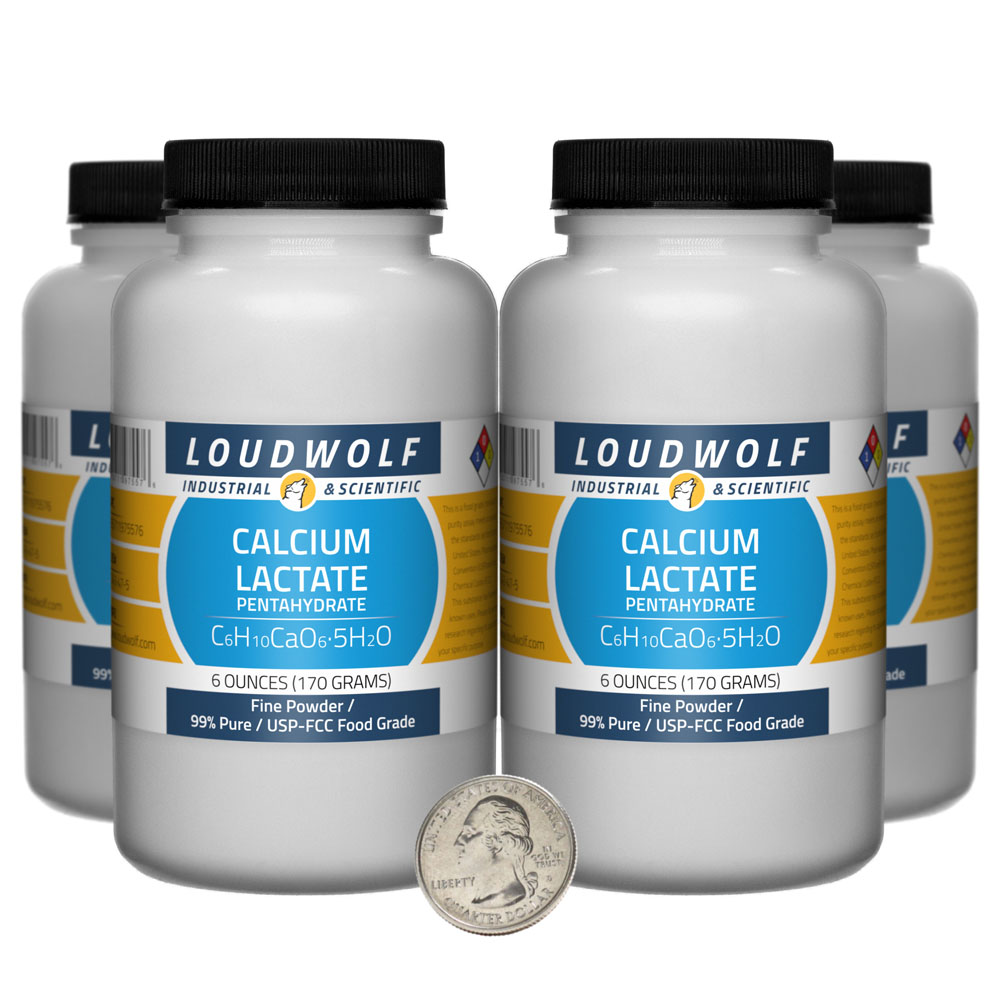 Calcium Lactate Pentahydrate - 1.5 Pounds in 4 Bottles Calcium Lactate Pentahydrate - 1.5 Pounds in 4 Bottles