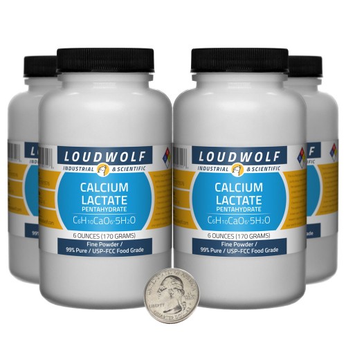 Calcium Lactate Pentahydrate - 1.5 Pounds in 4 Bottles