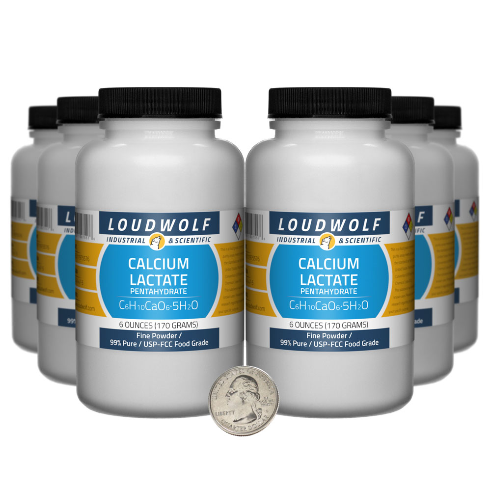 Calcium Lactate Pentahydrate - 2.3 Pounds in 6 Bottles Calcium Lactate Pentahydrate - 2.3 Pounds in 6 Bottles