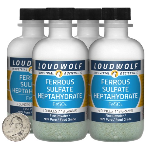 Ferrous Sulfate Heptahydrate - 1 Pound in 4 Bottles