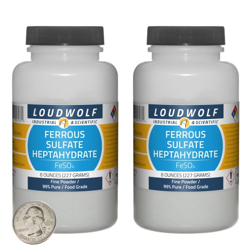 Ferrous Sulfate Heptahydrate - 1 Pound in 2 Bottles