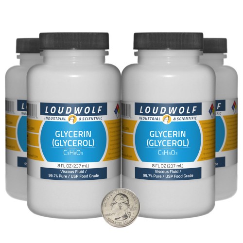 Glycerin (Glycerol) - 32 Fluid Ounces in 4 Bottles Glycerin (Glycerol) - 32 Fluid Ounces in 4 Bottles