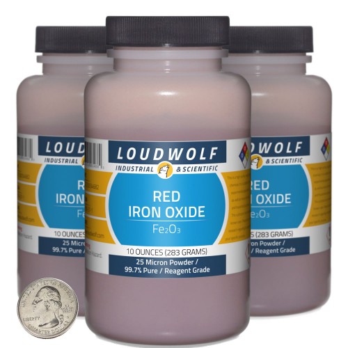 Red Iron Oxide - 1.9 Pounds in 3 Bottles