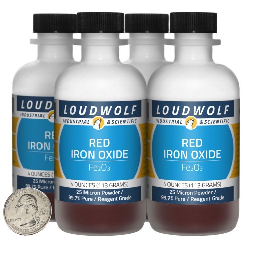 Red Iron Oxide - 1 Pound in 4 Bottles