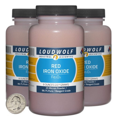 Red Iron Oxide - 1.5 Pounds in 3 Bottles