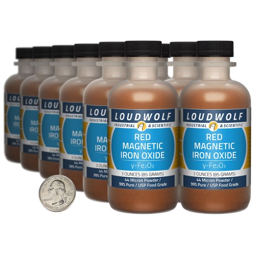 Red Magnetic Iron Oxide - 2.3 Pounds in 12 Bottles Red Magnetic Iron Oxide - 2.3 Pounds in 12 Bottles