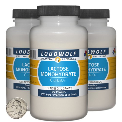Lactose Monohydrate - 1.1 Pounds in 3 Bottles