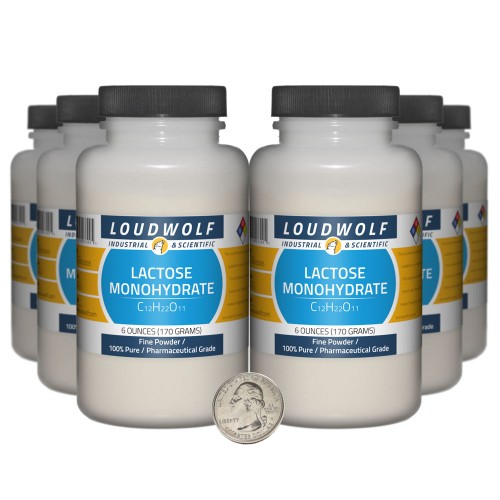 Lactose Monohydrate - 2.3 Pounds in 6 Bottles