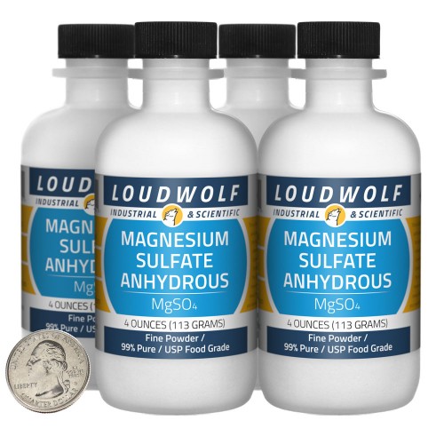 Magnesium Sulfate Anhydrous - 1 Pound in 4 Bottles