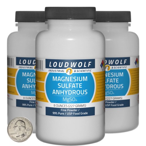 Magnesium Sulfate Anhydrous - 1.5 Pounds in 3 Bottles