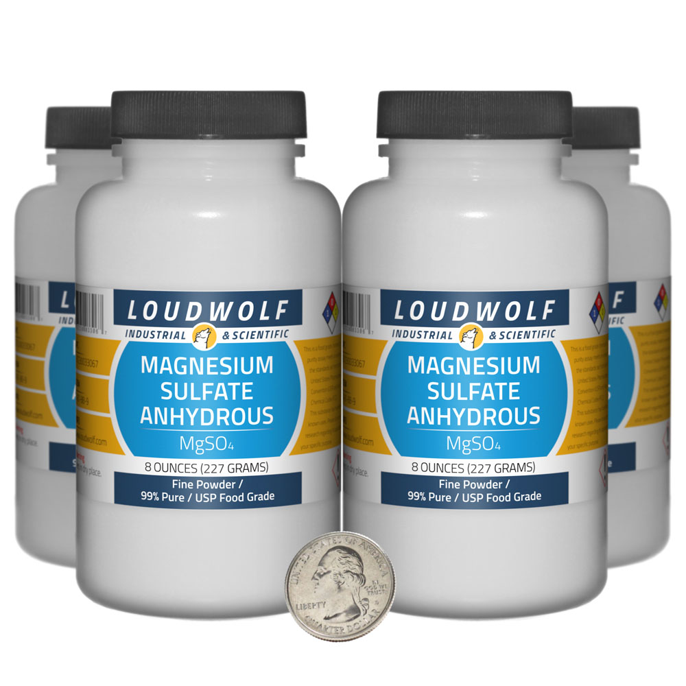 Magnesium Sulfate Anhydrous - 2 Pounds in 4 Bottles Magnesium Sulfate Anhydrous - 2 Pounds in 4 Bottles