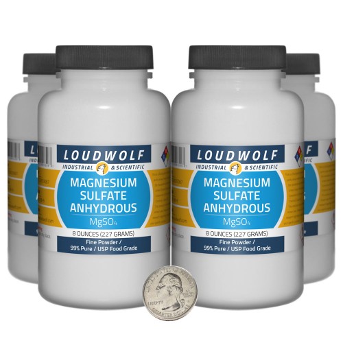 Magnesium Sulfate Anhydrous - 2 Pounds in 4 Bottles