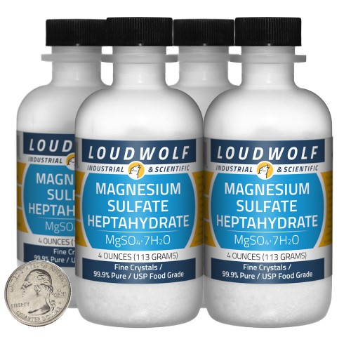 Magnesium Sulfate Heptahydrate - 1 Pound in 4 Bottles