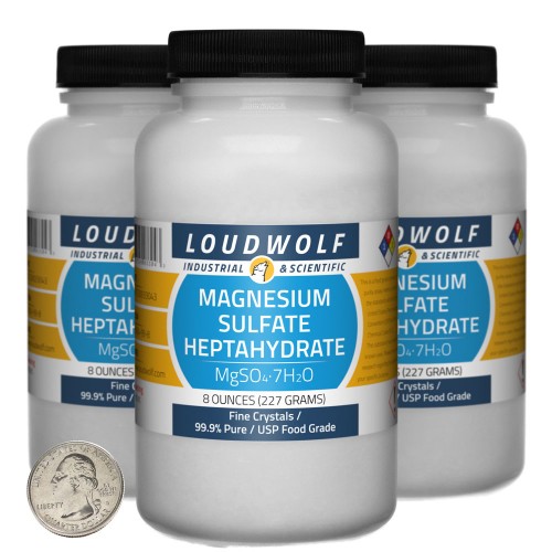 Magnesium Sulfate Heptahydrate - 1.5 Pounds in 3 Bottles