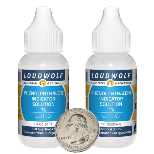 Phenolphthalein Indicator Solution 1% - 2 Fluid Ounces in 2 Bottles Phenolphthalein Indicator Solution 1% - 2 Fluid Ounces in 2 Bottles