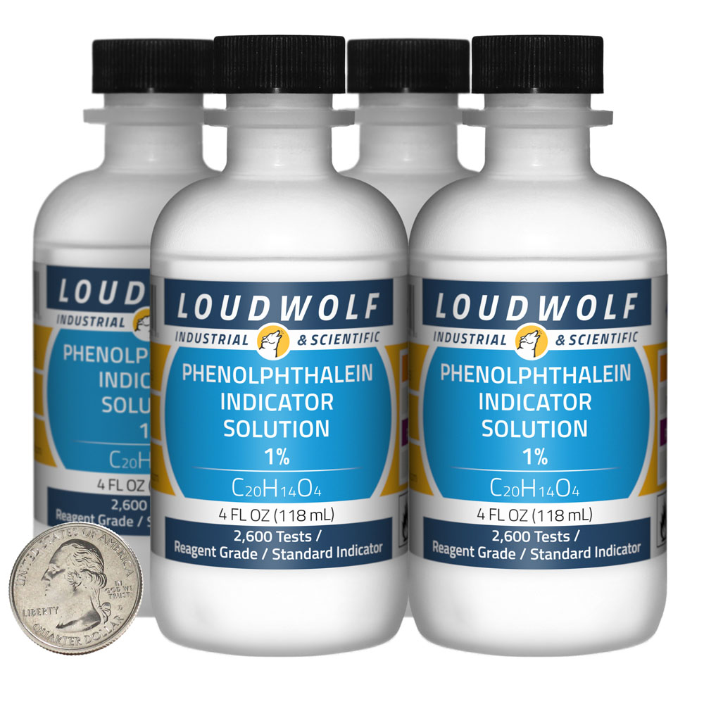Phenolphthalein Indicator Solution 1% - 16 Fluid Ounces in 4 Bottles Phenolphthalein Indicator Solution 1% - 16 Fluid Ounces in 4 Bottles
