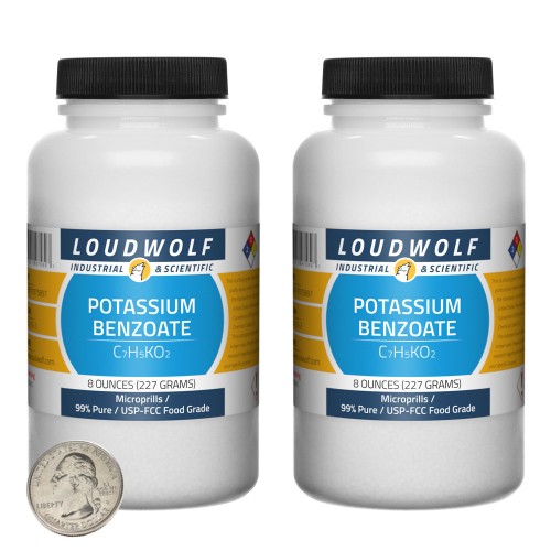 Potassium Benzoate - 1 Pound in 2 Bottles