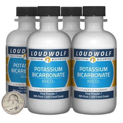 Potassium Bicarbonate - 1 Pound in 4 Bottles