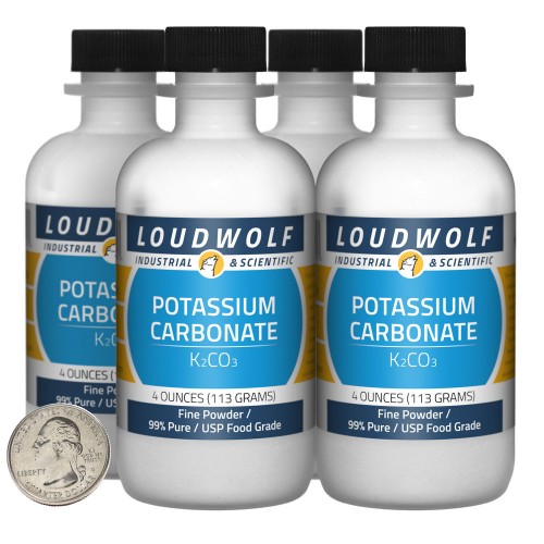 Potassium Carbonate - 1 Pound in 4 Bottles