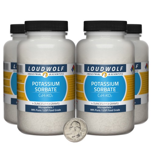Potassium Sorbate - 1 Pound in 4 Bottles