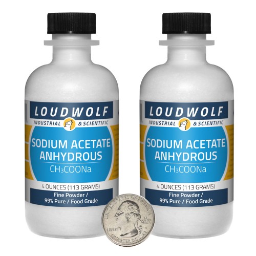 Sodium Acetate Anhydrous - 8 Ounces in 2 Bottles