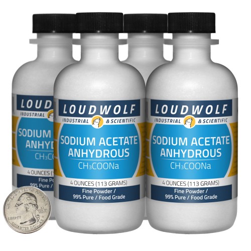 Sodium Acetate Anhydrous - 1 Pound in 4 Bottles Sodium Acetate Anhydrous - 1 Pound in 4 Bottles
